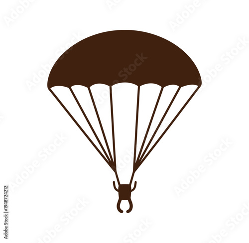 parachuter descends with open parachute in air  extreme sport