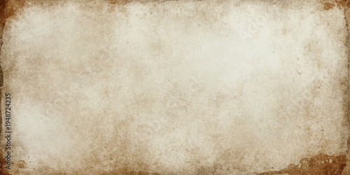 Vintage aged parchment with a stained brown grunge texture and rough sepia edges creates an antique blank paper background design