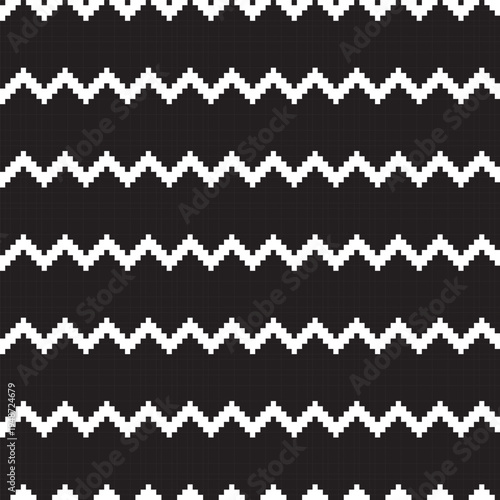 Geometric Knitwear Pattern Black And White Zigzag Texture