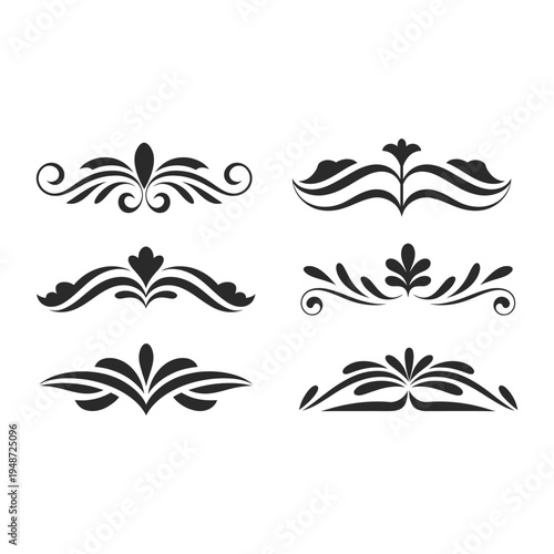 Vintage Ornamental Flourishes and Dividers Set, ai generated