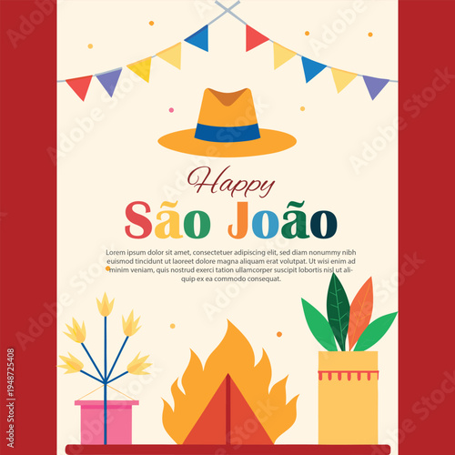 Happy sao joao festival celebration poster