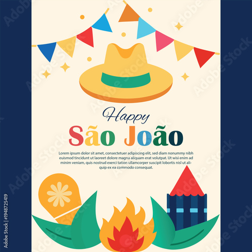 Happy sao joao festival graphic design