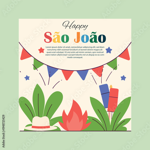Happy sao joao festival celebration graphic