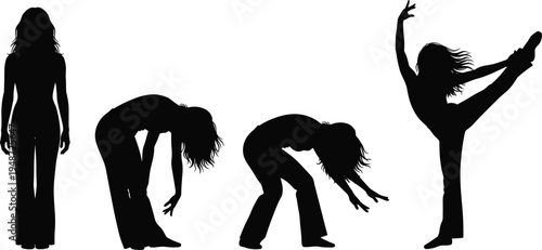 Large set of black silhouettes featuring professional workers, specialized labor, chefs, waiters, scientists, and industrial staff isolated on white background,