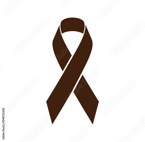 Brown awareness ribbon symbol for support and solidarity one sentence