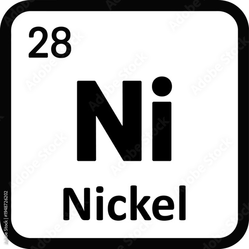 Periodic Table Element Nickel Ni Vector Icon