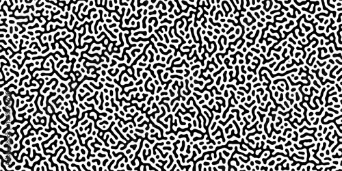 Turing reaction diffusion monochrome seamless pattern with chaotic motion . Natural seamless line pattern. Reaction-diffusion or truing pattern formation. abstract truing organic