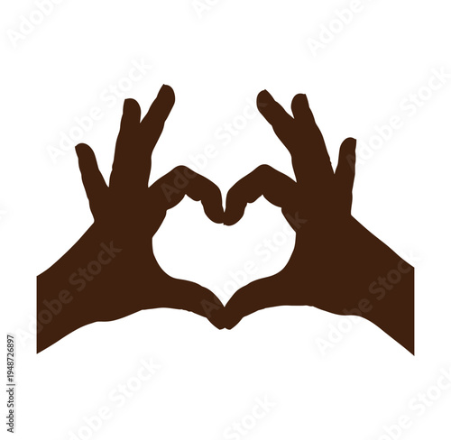 Two hands making a heart shape with fingers on white background
