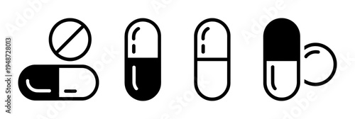 Collection of Pill and Capsule with a Forbidden Symbol