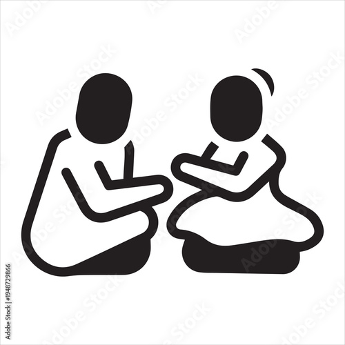 Black solid icon for brother sister bond