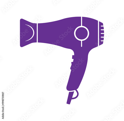 Purple hair dryer icon on white background