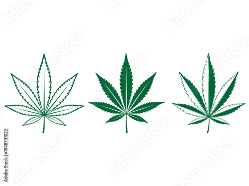 green weed leafs vector