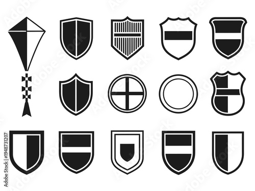Simple shields black and white Vector