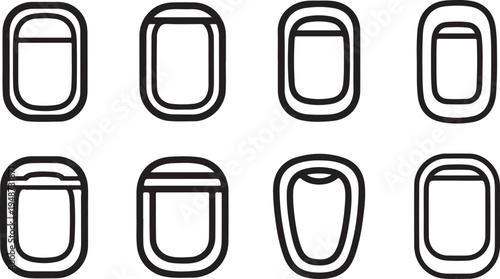 Various shapes of windows with different designs and orientations Vector