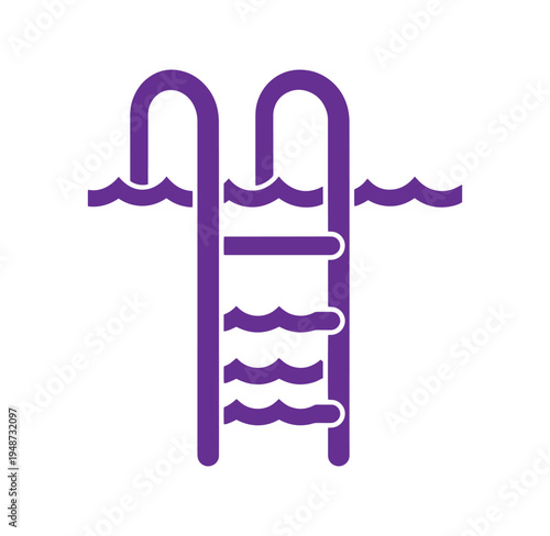 Purple swimming pool ladder with water waves  swimming pool accessory