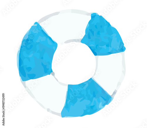 浮き輪のイラスト｜夏 海 プール 水彩風