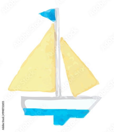 ヨットのイラスト｜海のセーリングボート 水彩風