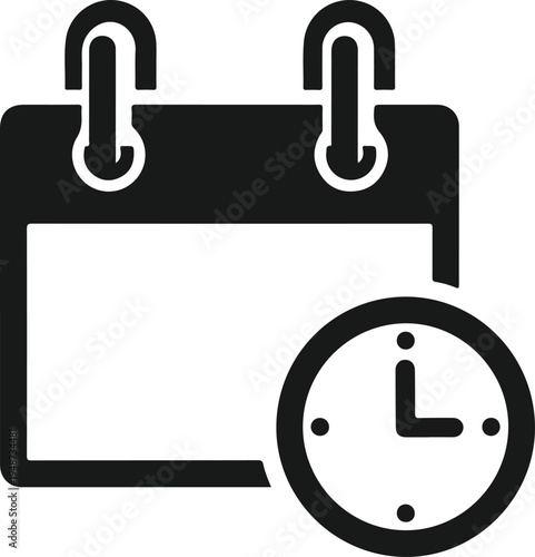 Calendar and clock icon representing schedule and time management for appointments and deadlines indicating organization