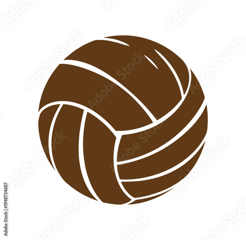Brown volleyball on white background