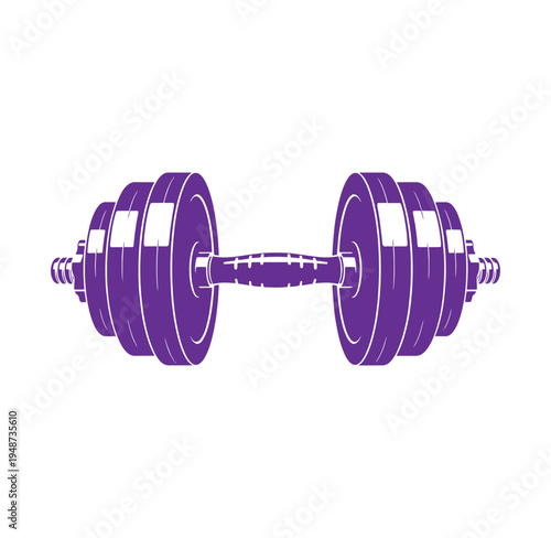 purple dumbbell weightlifting equipment for fitness and exercise at gym