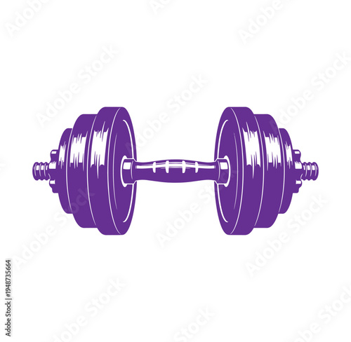 purple dumbbell with weights on both ends for exercise and fitness training