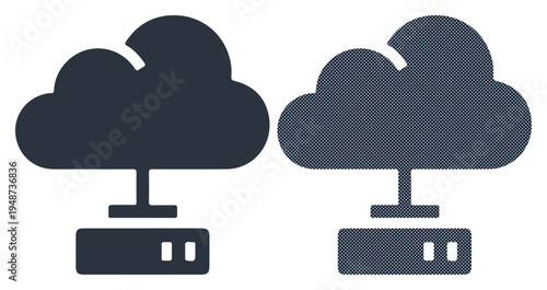 Digital cloud storage and server connection concept