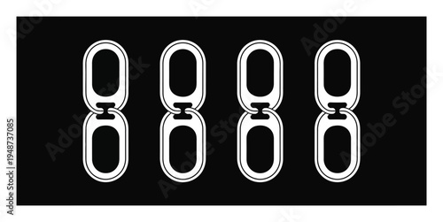 Four pairs of linked pull tabs on a black background