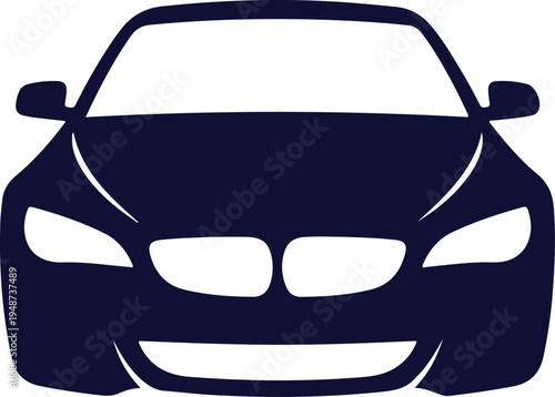 Silhouette of modern car front view showing headlights grille and windshield symbolizing automotive industry and transportation technology