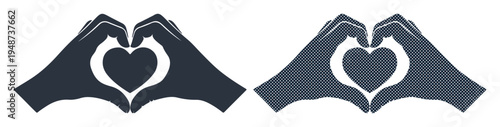 Two pairs of hands form a heart shape, symbolizing love and connection.