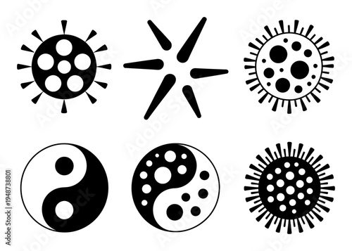 Abstract Symbol Yin Yang Virus Shapes Vector Illustration