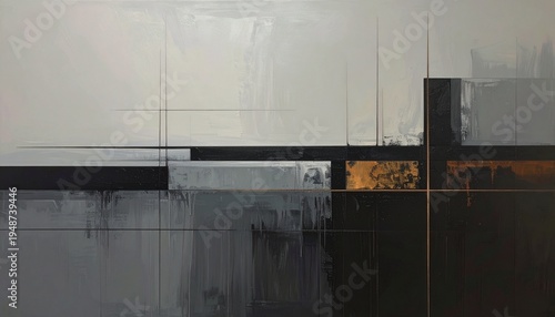 wall, architecture, interior, metal, urban, steel, design, room, frame, painting, modern, art, oil, art, artist, interesting, dark, gray, black, beige, blue, blocks, lines, geometric, museum, paint, g