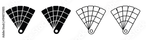 Four Fan-Shaped Color Swatch Samples: Solid Black and Outline Styles
