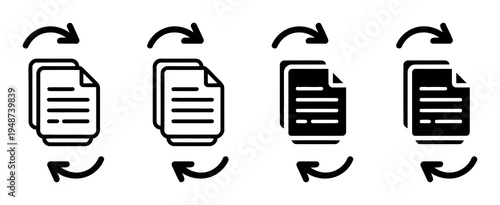 Four stylized representing document transfer and exchange