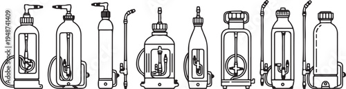 Various types of sprayers and spray bottles for different applications Vector