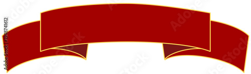 Red curved ribbon banner gold trim blank scroll classic graphic