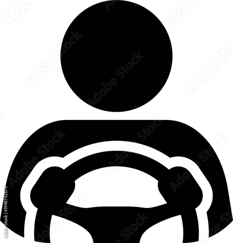 Flat Vector Icon of a Person Driving a Car