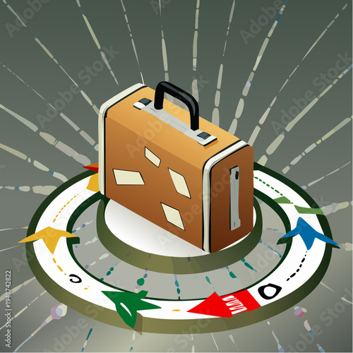 Sleek white suitcase with geometric accents.