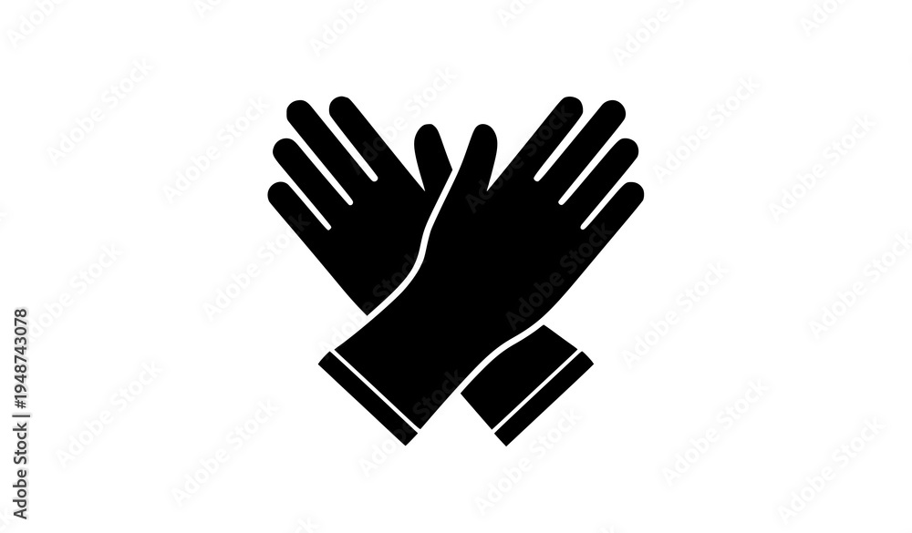 Fototapeta premium Crossed Gloves Silhouette Clothing Accessory Vector Illustration