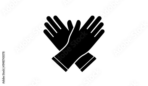 Crossed Gloves Silhouette Clothing Accessory Vector Illustration