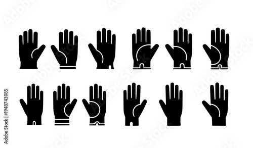 Glove Silhouette Icon Set Winter and Work Gloves Vector Collection