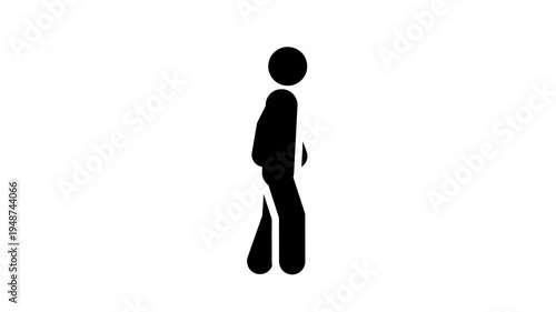 Animated Stick Figure Walking Pictogram Seamless Loop Basic Movement