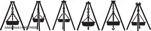 A series of balance scales with varying weights and configurations Vector