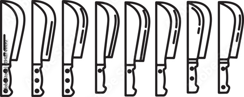 Various types of knives with different blade shapes and handle designs Vector