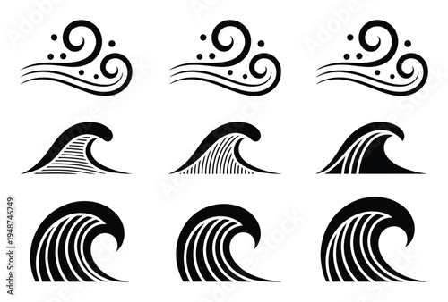 Collection of Stylized Wave and Wind
