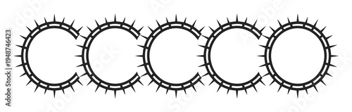 Five Circular Crown of Thorns in a Row