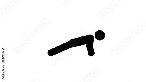Animated Stick Figure Doing Push Ups Pictogram Seamless Loop Upper Body Exercise