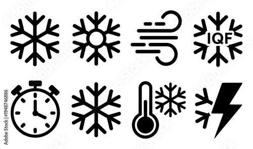 Snowflake Winter Weather Icons Vector Illustration