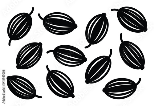 Stylized Black and White of Cardamom Pods