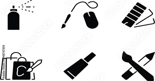 Collection of makeup and beauty product icons in black and white