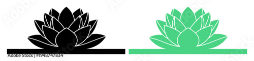 Elegant lotus flower silhouette in black and green